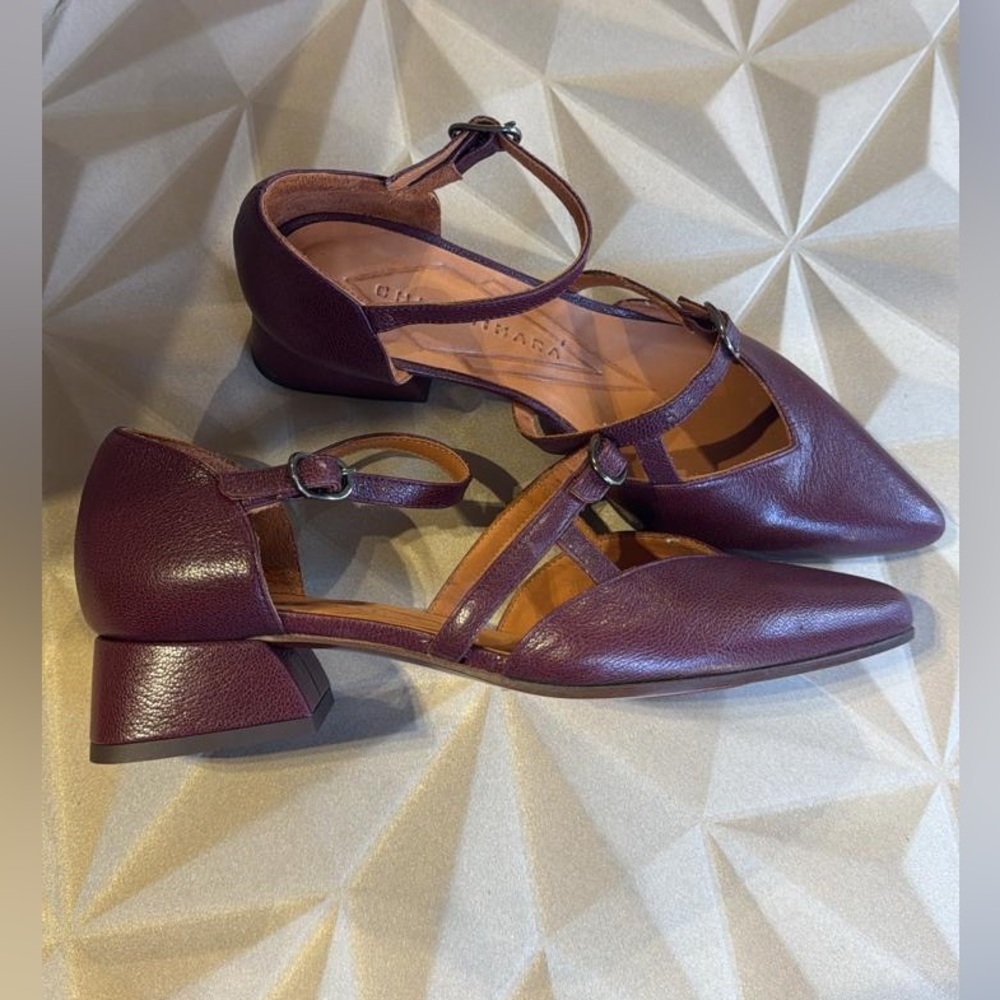 Chie Mihara plum Women's Pointed leather Slingback Mary Jane’s - Picture 3 of 4